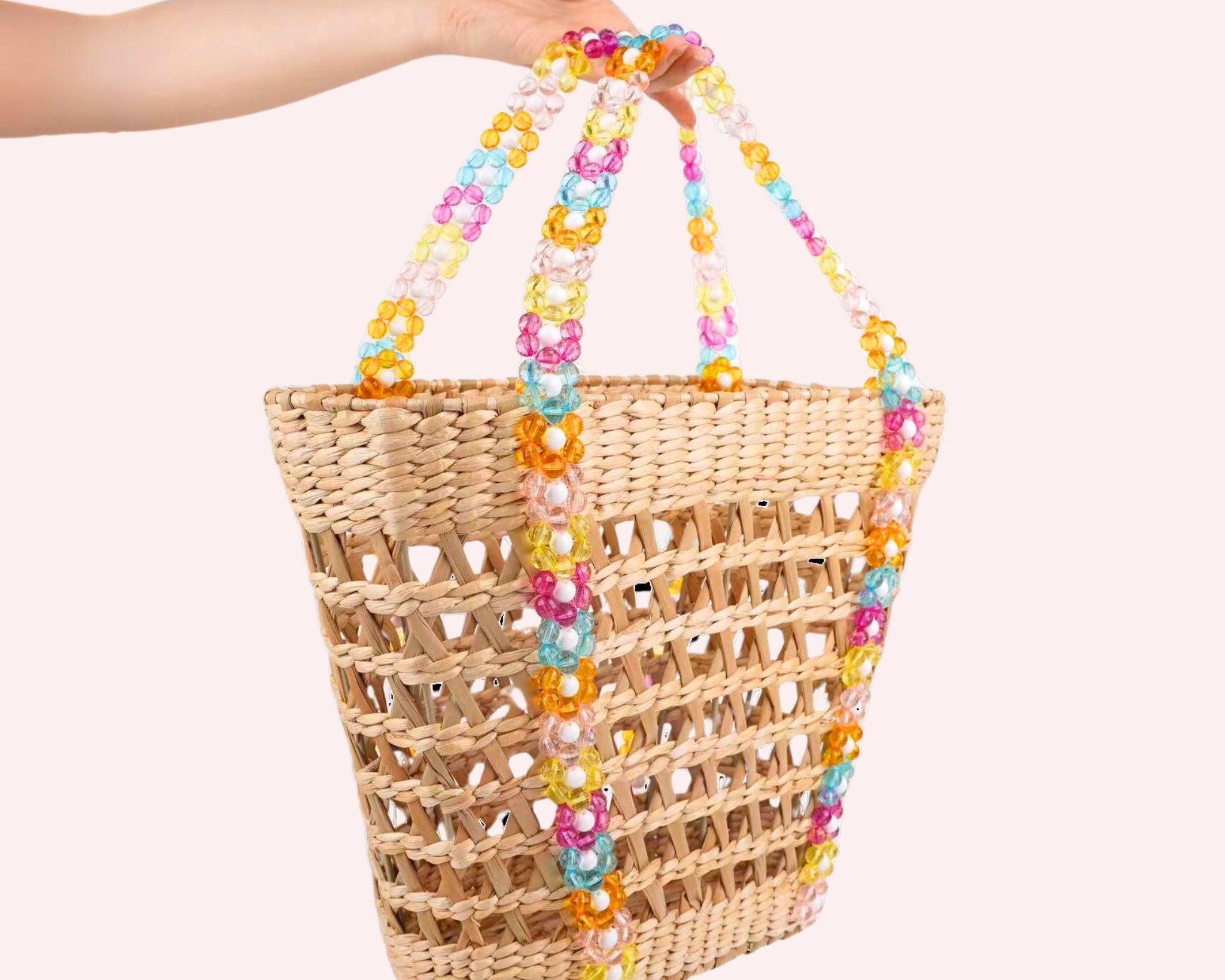 Beaded Beach Basket Tote - PRE ORDER