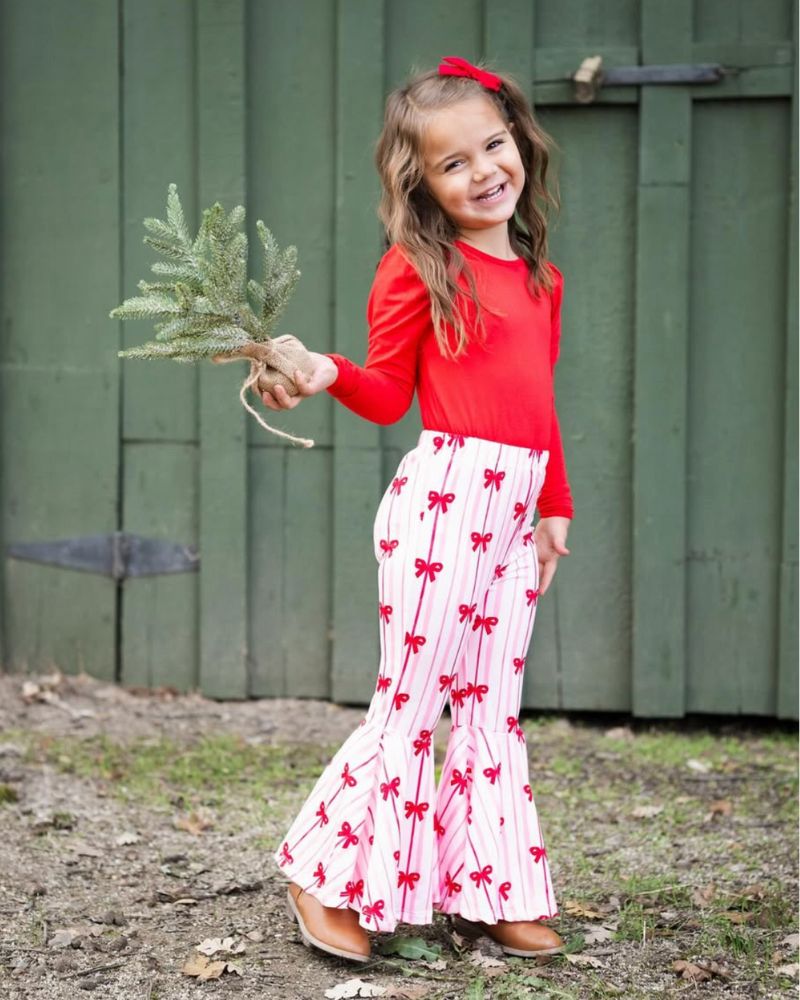 Keely Exaggerated Bell Bottoms - Sweetheart Bows