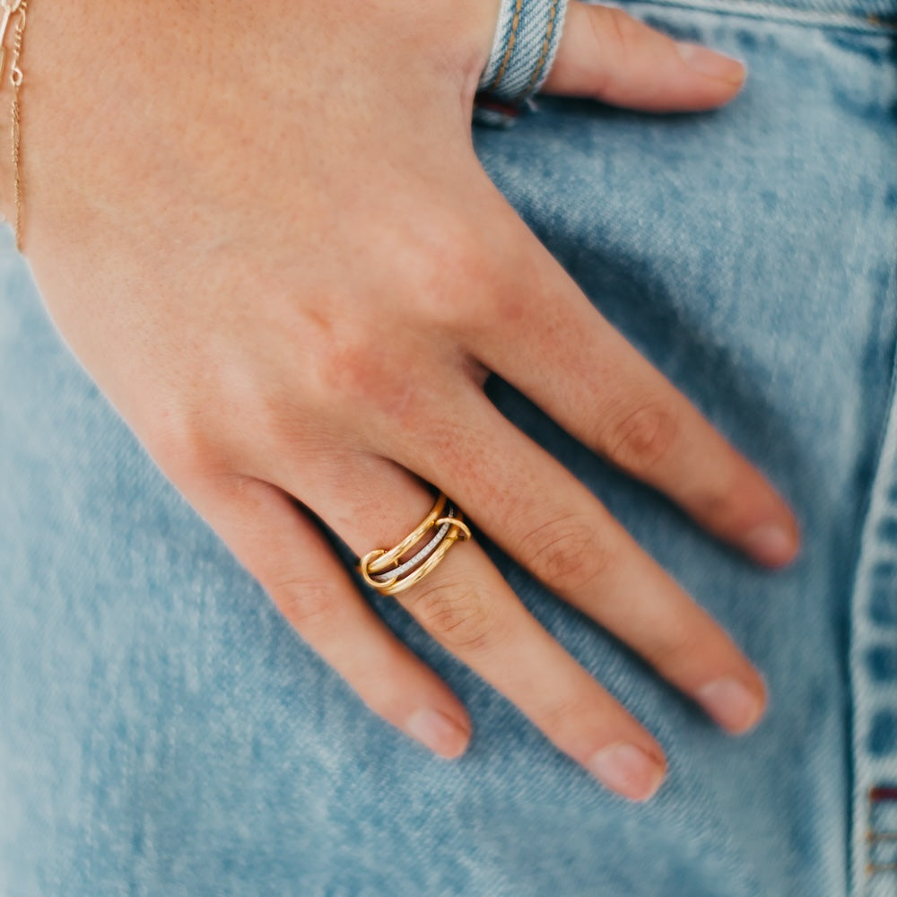 Layered In Diamonds Ring - WATERPROOF - Gold/Silver -old - Bexa Boutique