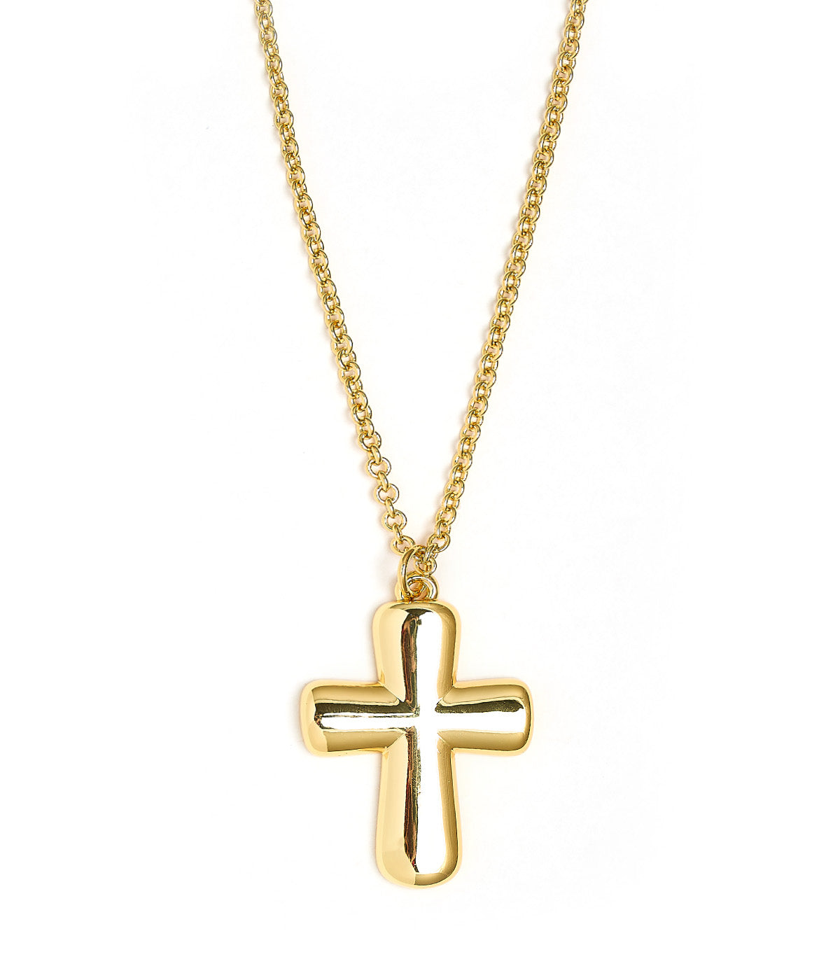 Puffy Cross Necklace with gold chain - 18k Plated Necklace - Bexa Boutique