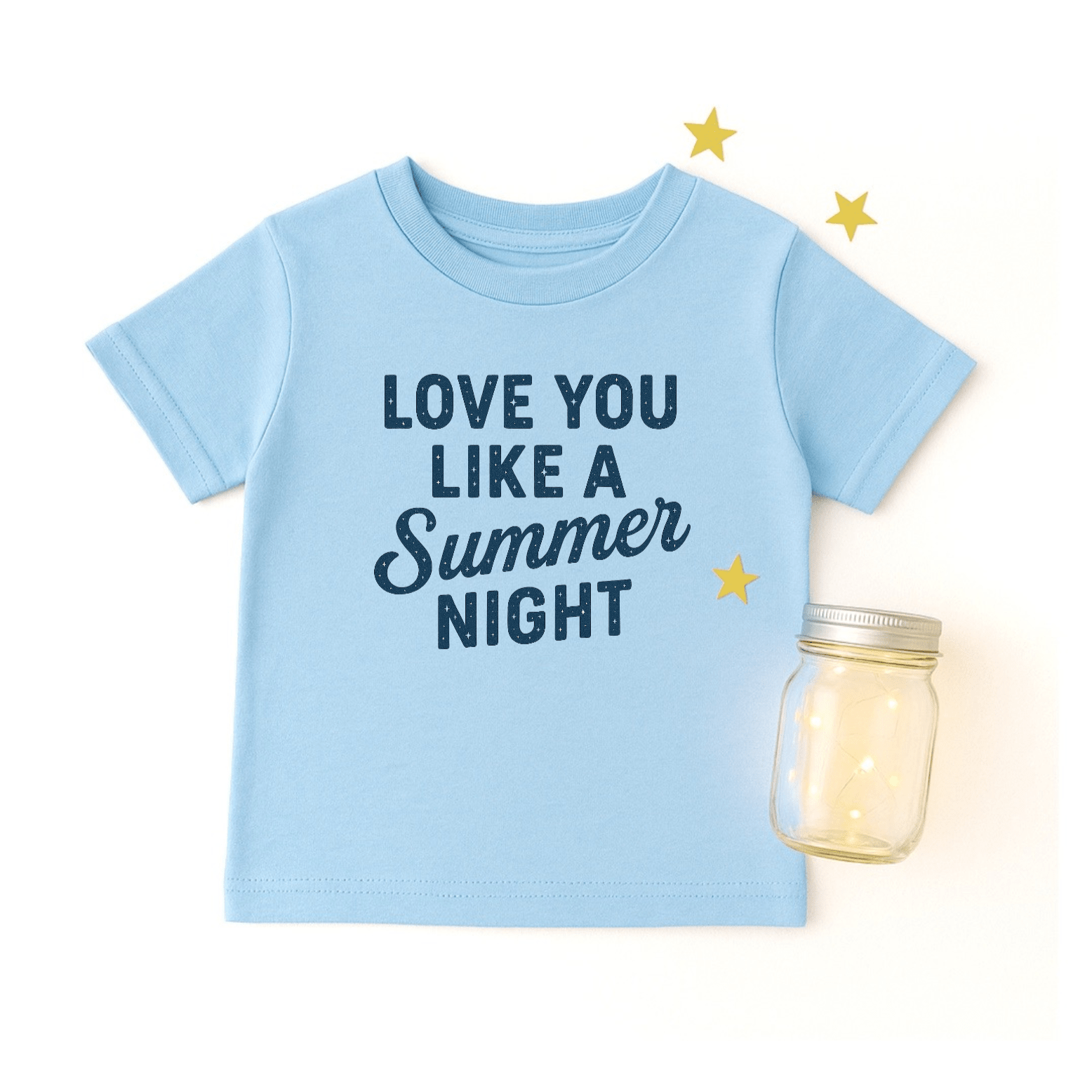 Love You Like A Summer Night T-Shirt - Light Blue - Bexa Boutique