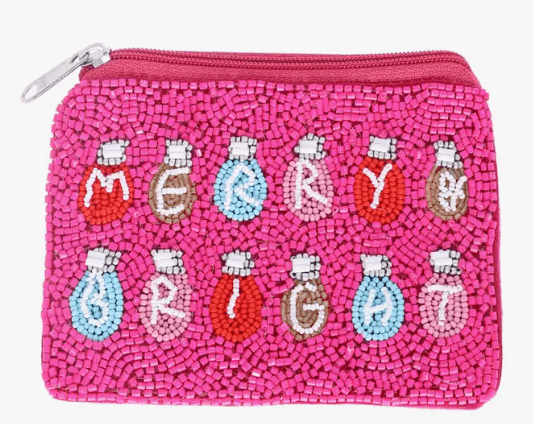 Merry Bright Christmas Beaded Coin Bag - Bexa Boutique