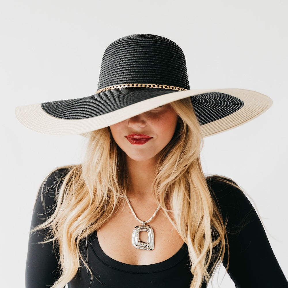 Miami Summer Wide Floppy Sun Hat - Black - Bexa Boutique