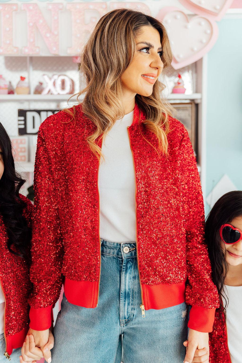 Grown Up Red Sequin Jacket - Bexa Boutique