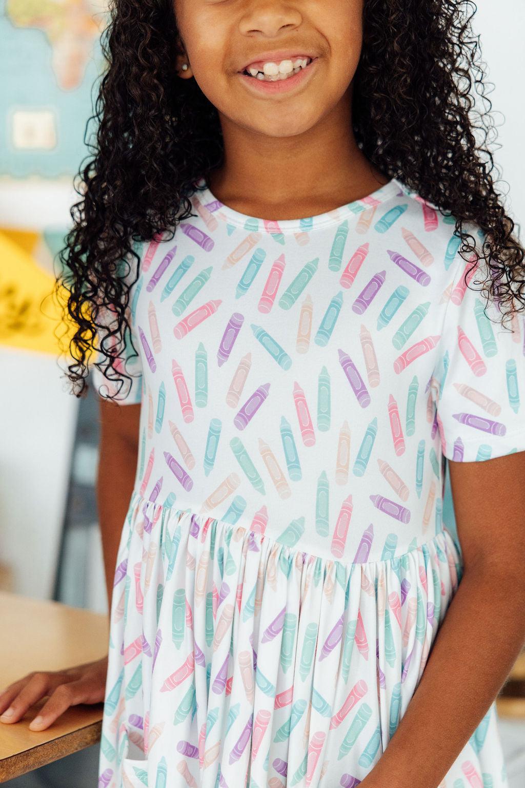 Color Crayons S/S Pocket Twirl Dress - Bexa Boutique