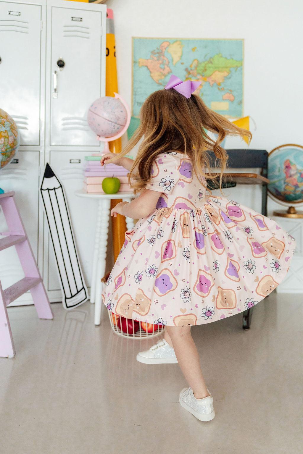 Peanut Butter Jelly Time S/S Pocket Twirl Dress - Bexa Boutique
