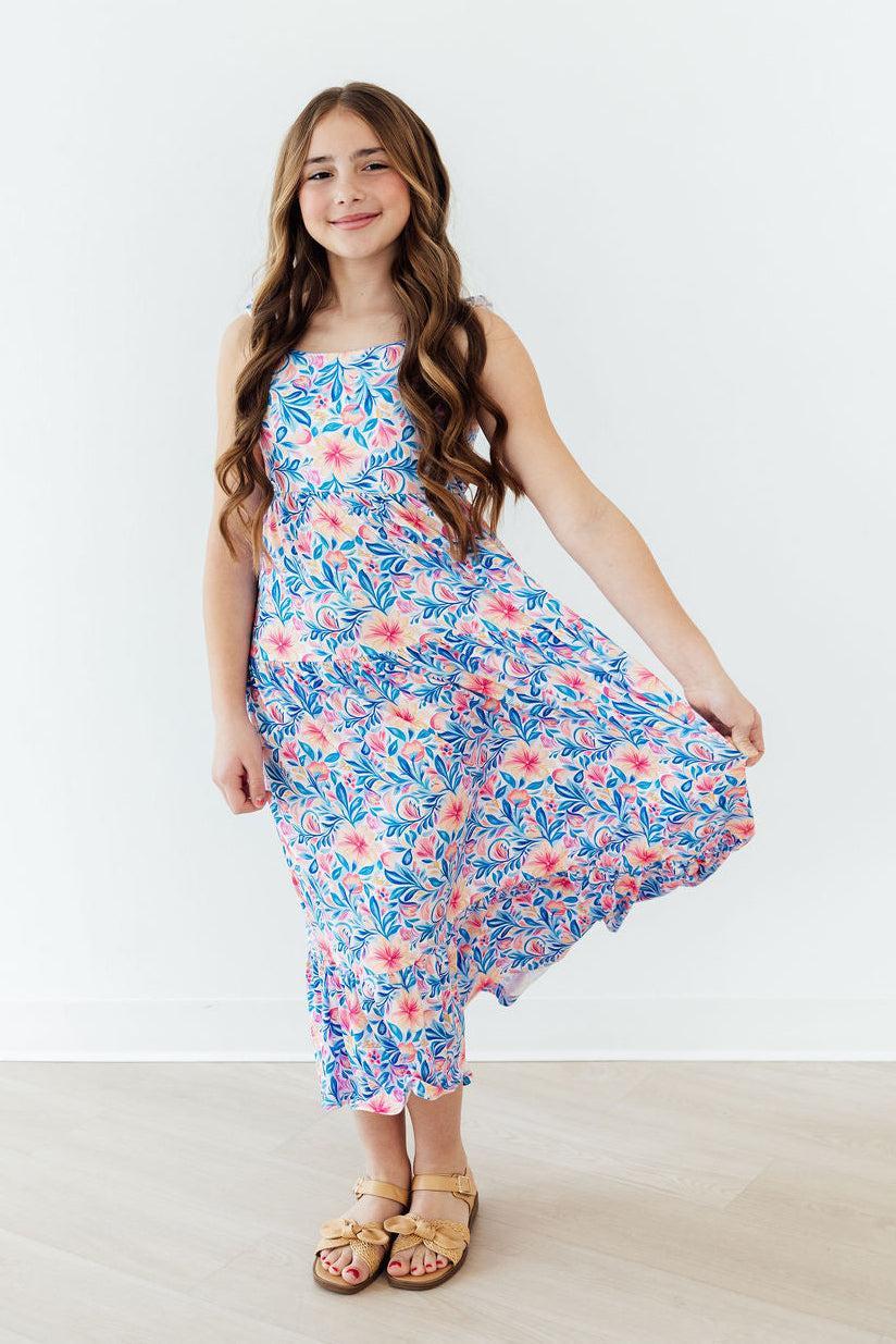 Watercolor Floral Ruffle Maxi Dress - Bexa Boutique
