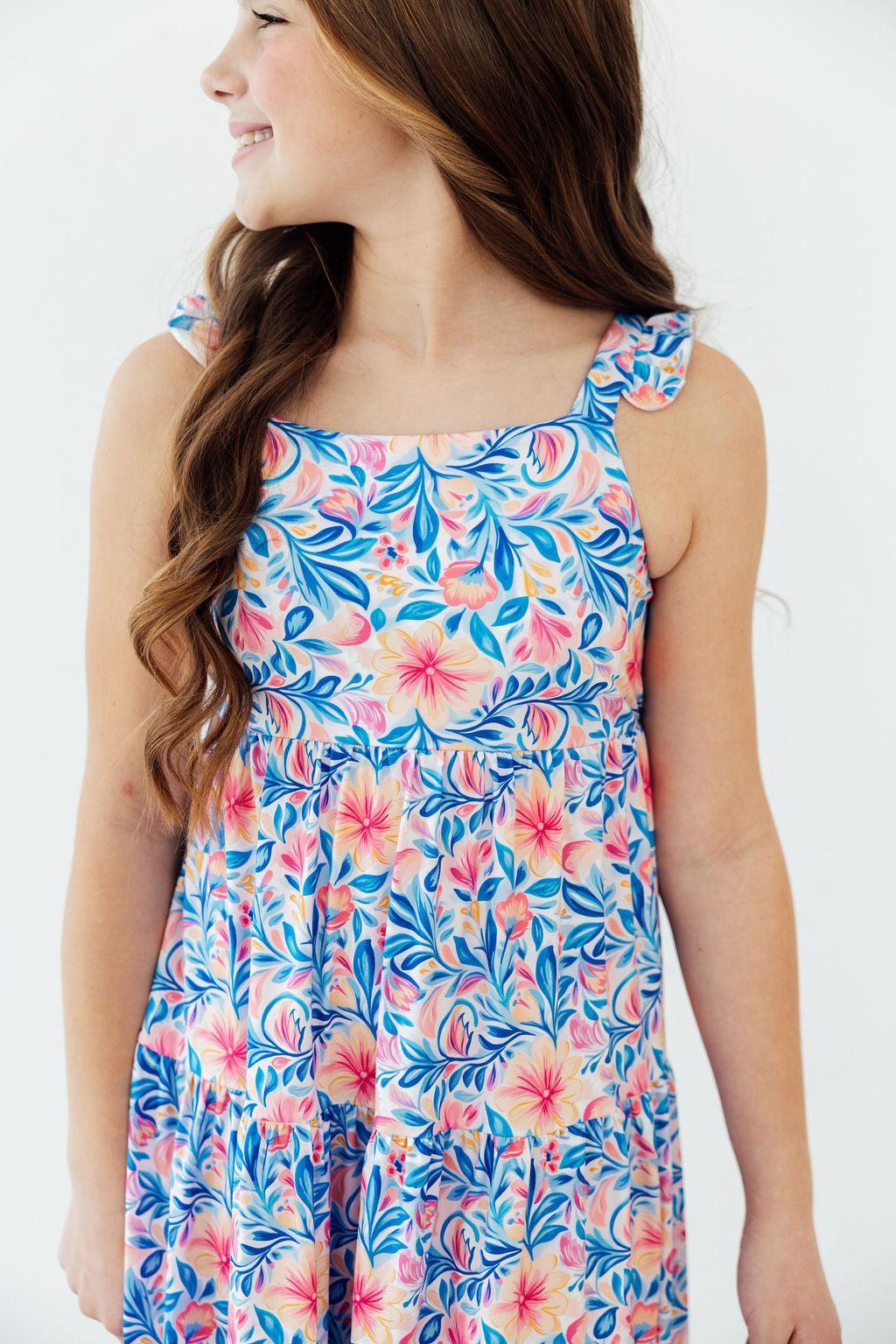 Watercolor Floral Ruffle Maxi Dress - Bexa Boutique