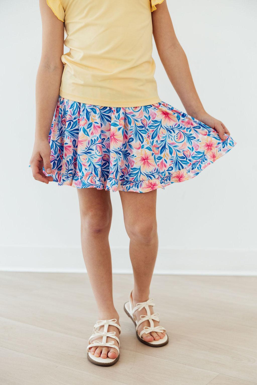 Watercolor Floral Ruffle Twirl Skort - Bexa Boutique