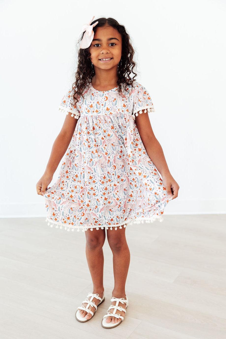 Unicorn Soiree Pom Pom Dress - Bexa Boutique
