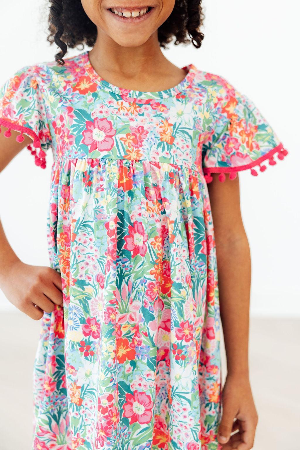 Preppy Petals Pom Pom Dress - Bexa Boutique