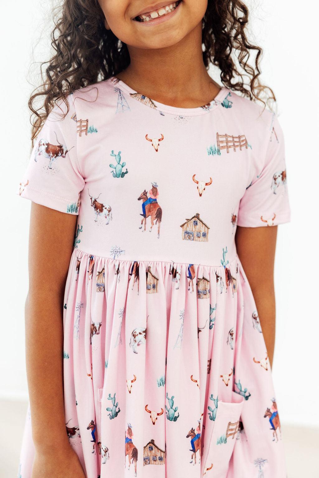 Pink Ranch Hand S/S Pocket Twirl Dress - Bexa Boutique