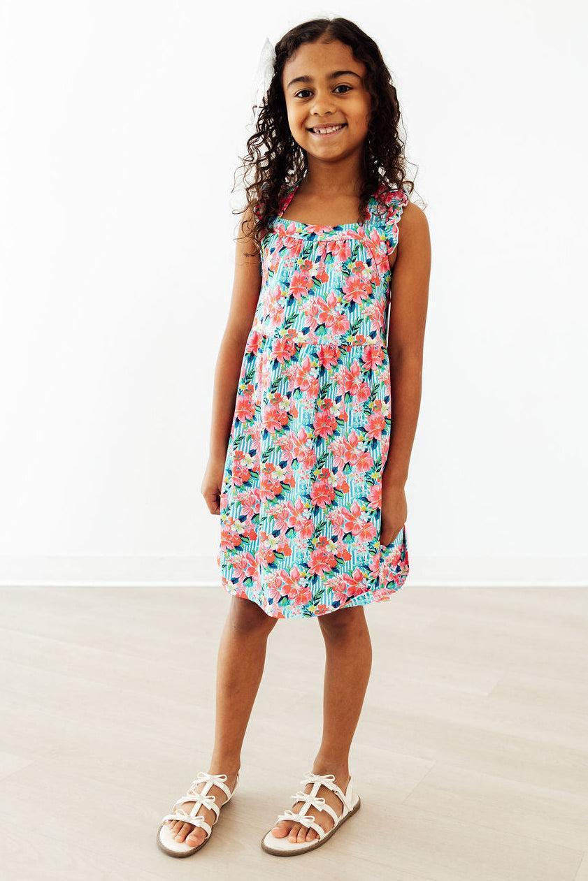 Petals in Paradise Ruffle Cross Back Dress - Bexa Boutique
