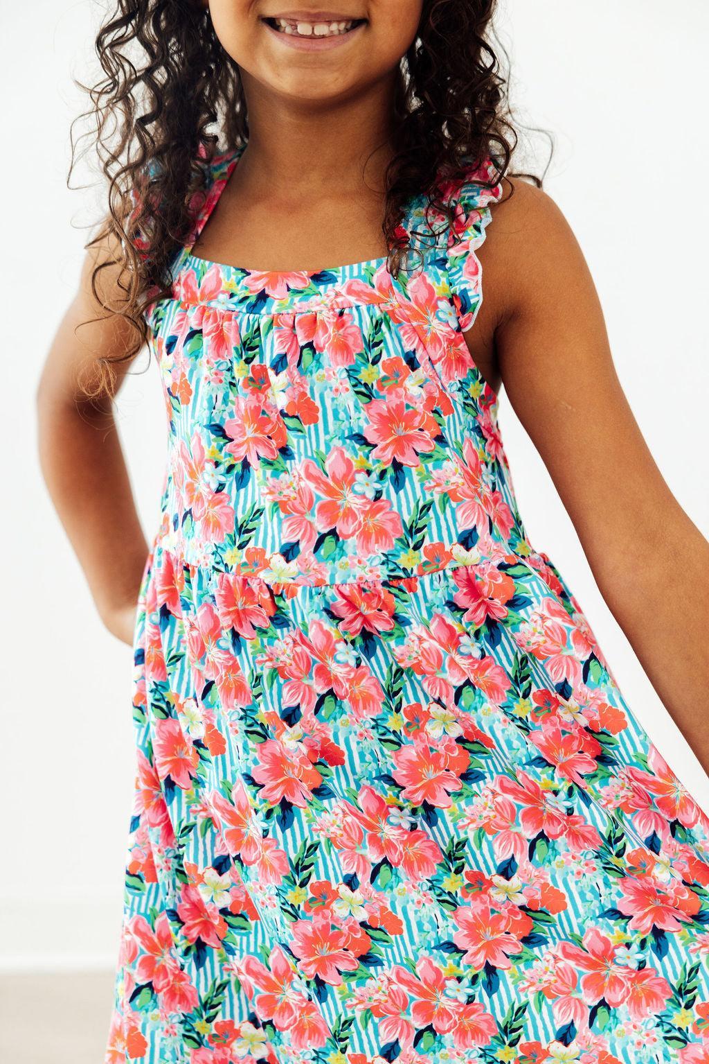Petals in Paradise Ruffle Cross Back Dress - Bexa Boutique