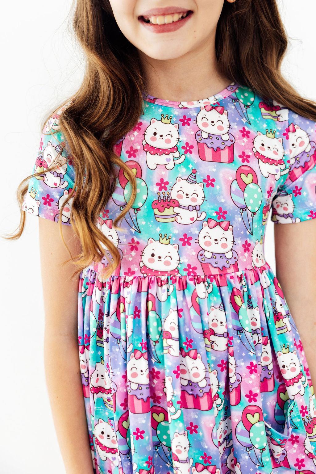 Time to Purr-ty S/S Pocket Twirl Dress - Bexa Boutique