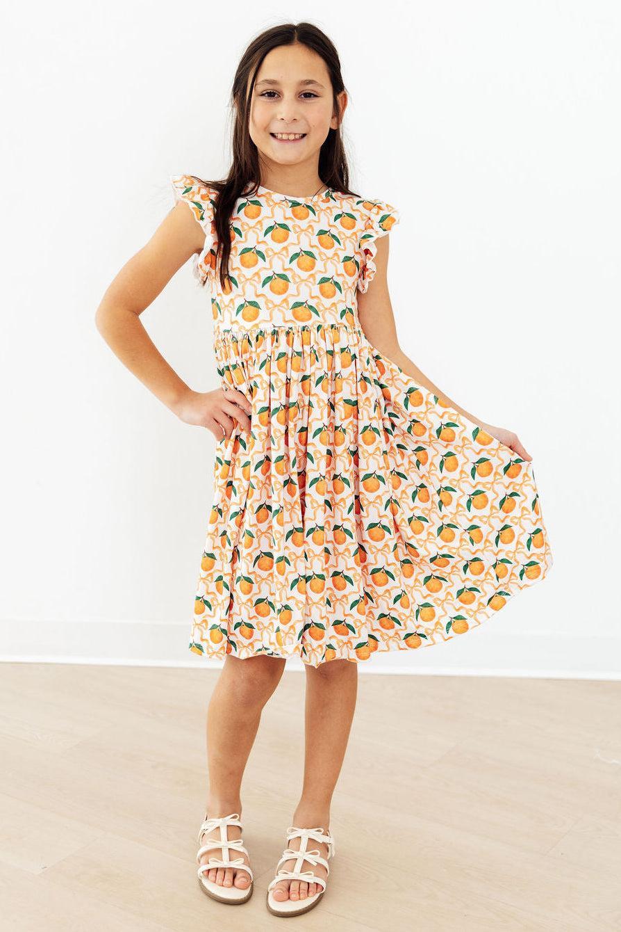 Orange Orchard Flutter Sleeve Twirl Dress - Bexa Boutique