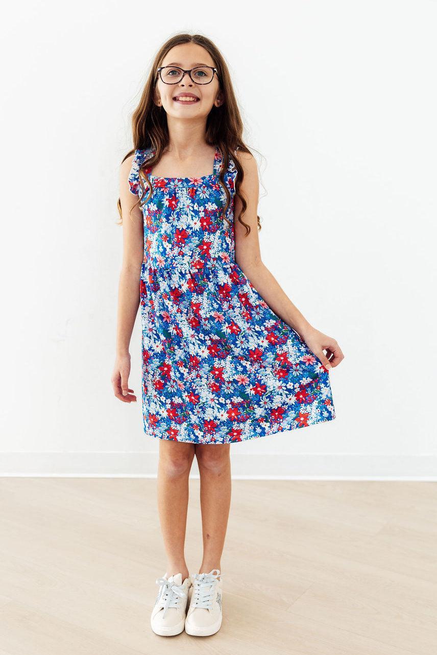 Freedom Flowers Ruffle Cross Back Dress - Bexa Boutique