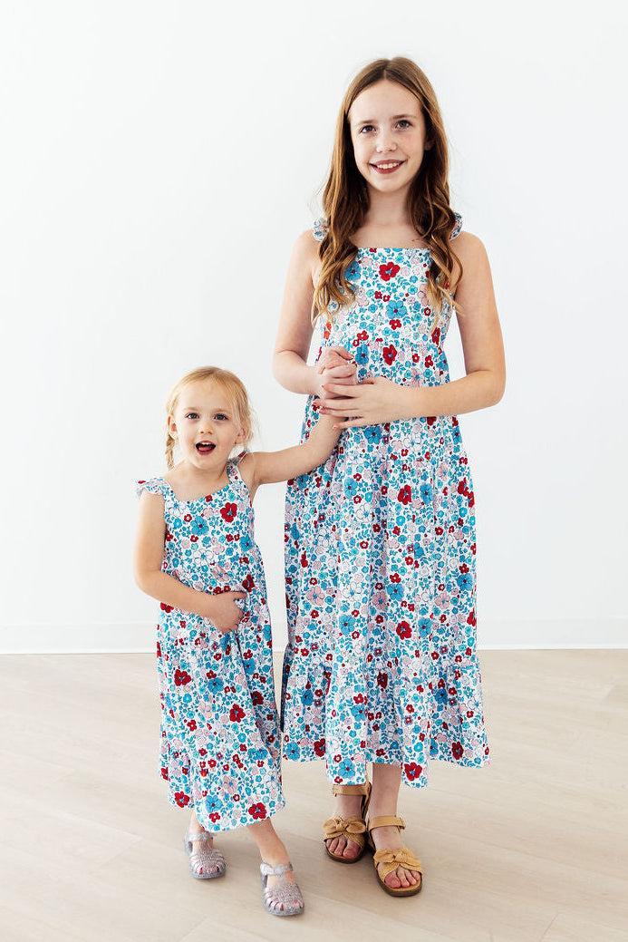Patriotic Petals Ruffle Maxi Dress - Bexa Boutique