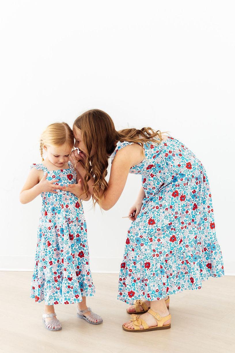 Patriotic Petals Ruffle Maxi Dress - Bexa Boutique