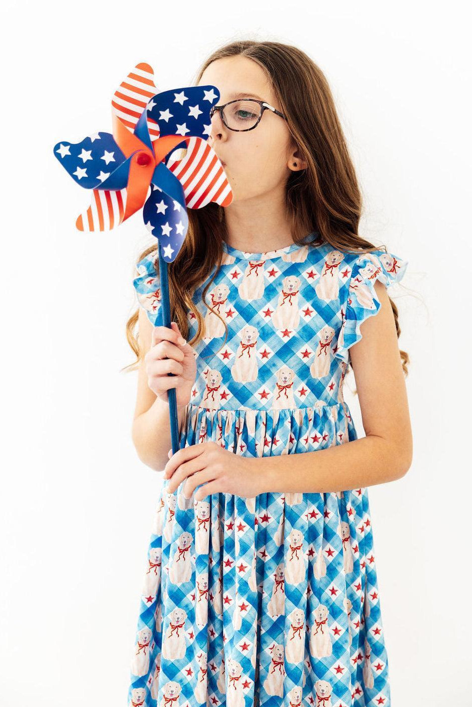Star Spangled Pups Flutter Sleeve Twirl Dress - Bexa Boutique