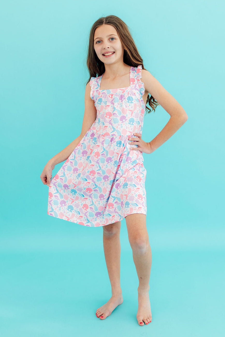 Mermaid Tails Ruffle Cross Back Dress - Bexa Boutique
