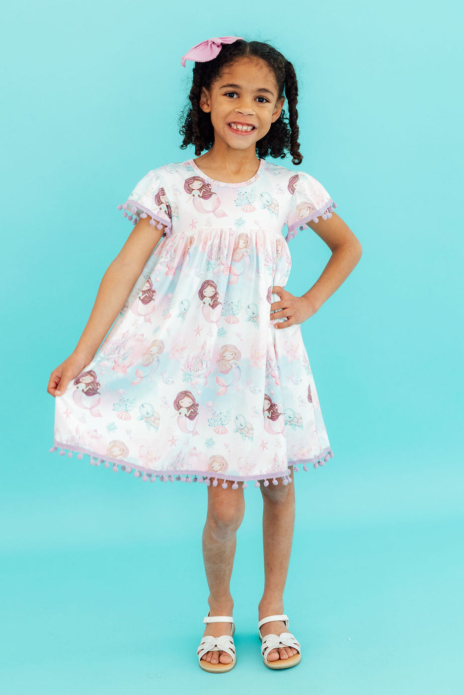 Mermaid Fairytale Pom Pom Dress - Bexa Boutique
