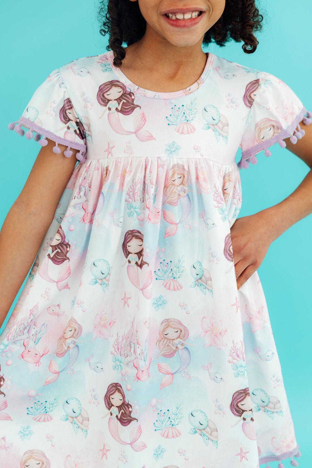 Mermaid Fairytale Pom Pom Dress - Bexa Boutique