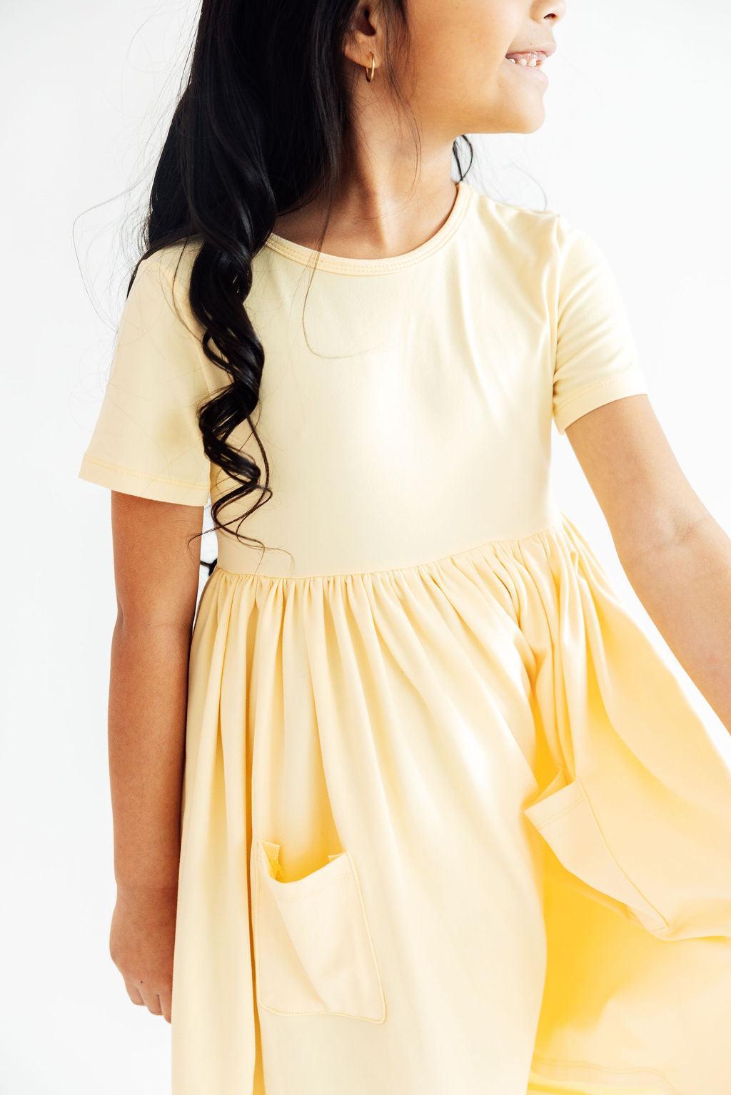 Butter Yellow S/S Pocket Twirl Dress - Bexa Boutique