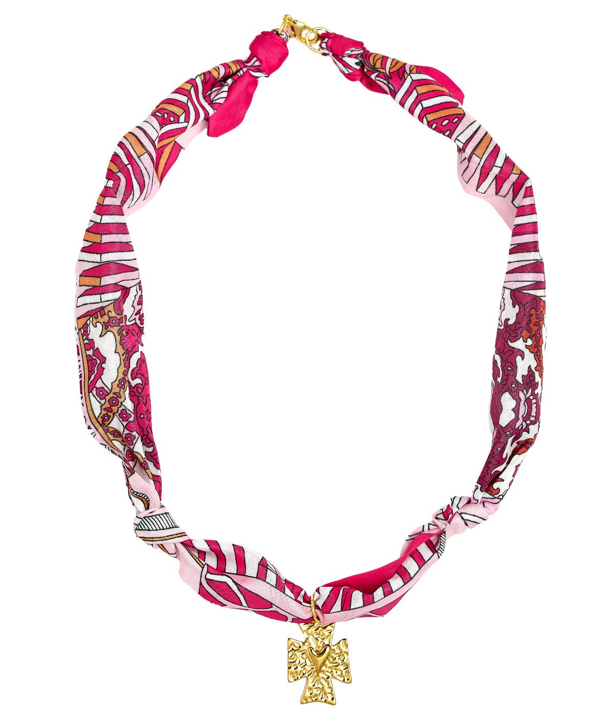 Mollie Pink Cross Scarf Necklace - Bexa Boutique