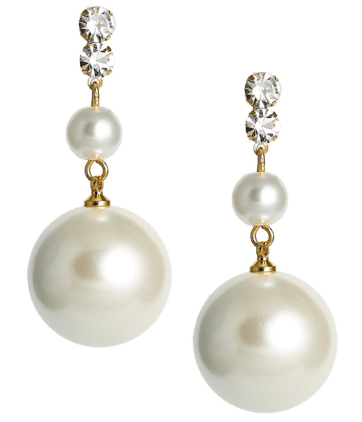Paris - Pearl and Rhinestone Drop Earring - 18k Gold Plated - Silver - Bexa Boutique
