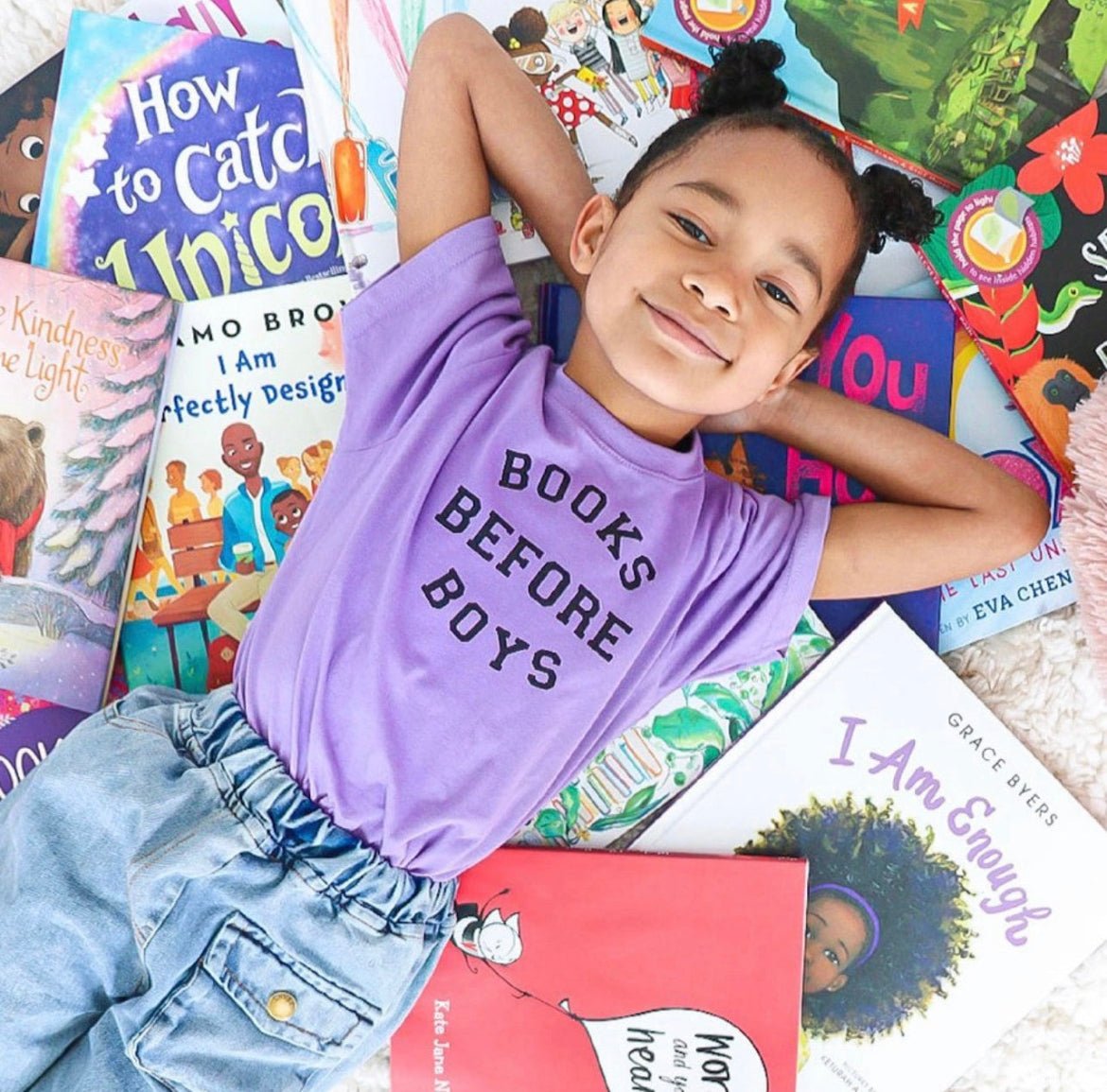 Purple Books Before Boys Tee - Bexa Boutique