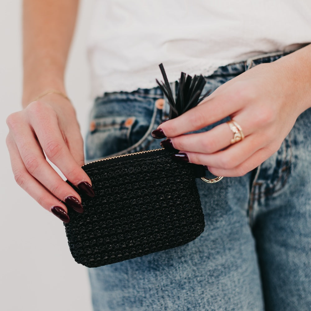 River Raffia Clippable Card Holder - Tan - Bexa Boutique