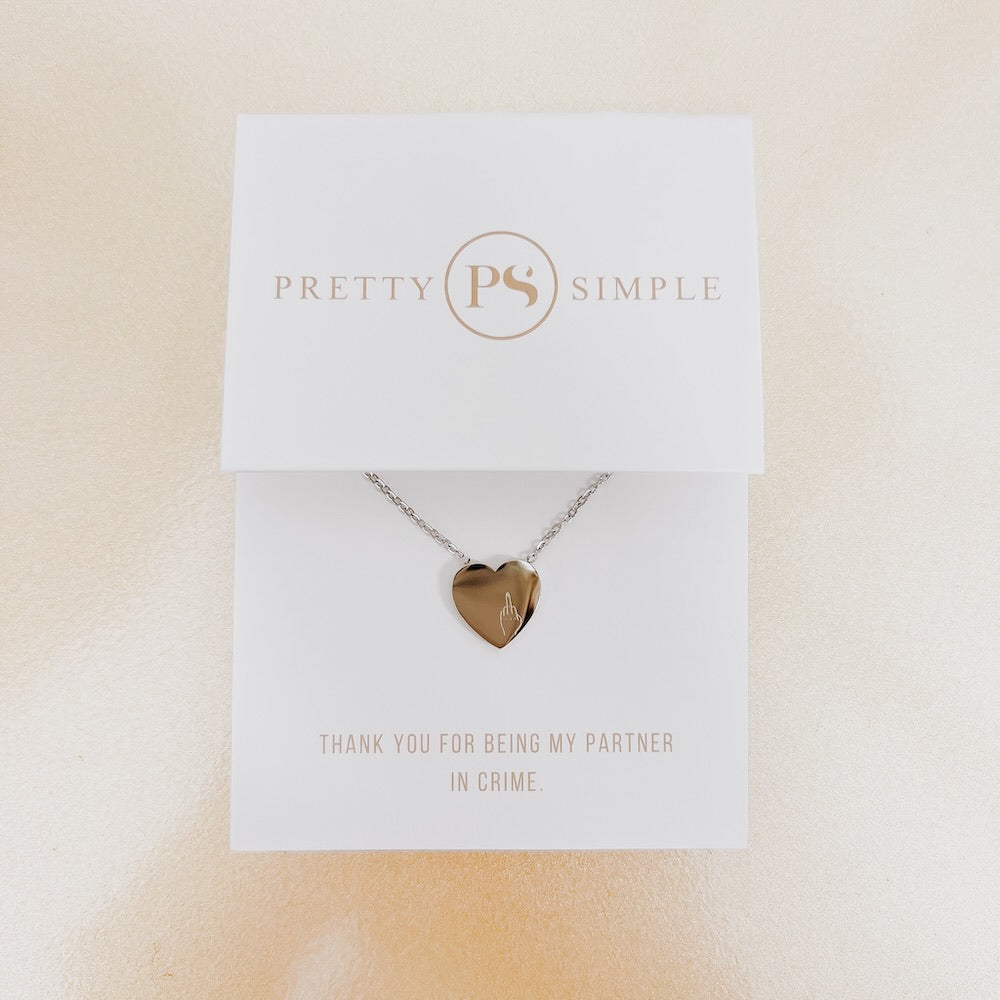 Salty Heart Gift Necklace - WATERPROOF - Middle Finger, Gold - Bexa Boutique
