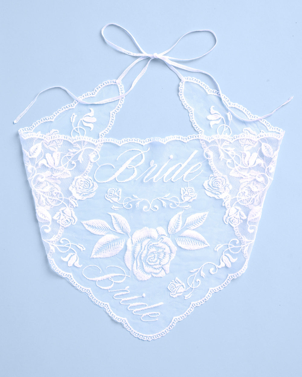 Bride Lace Headscarf - white embroidered bandana - Bexa Boutique