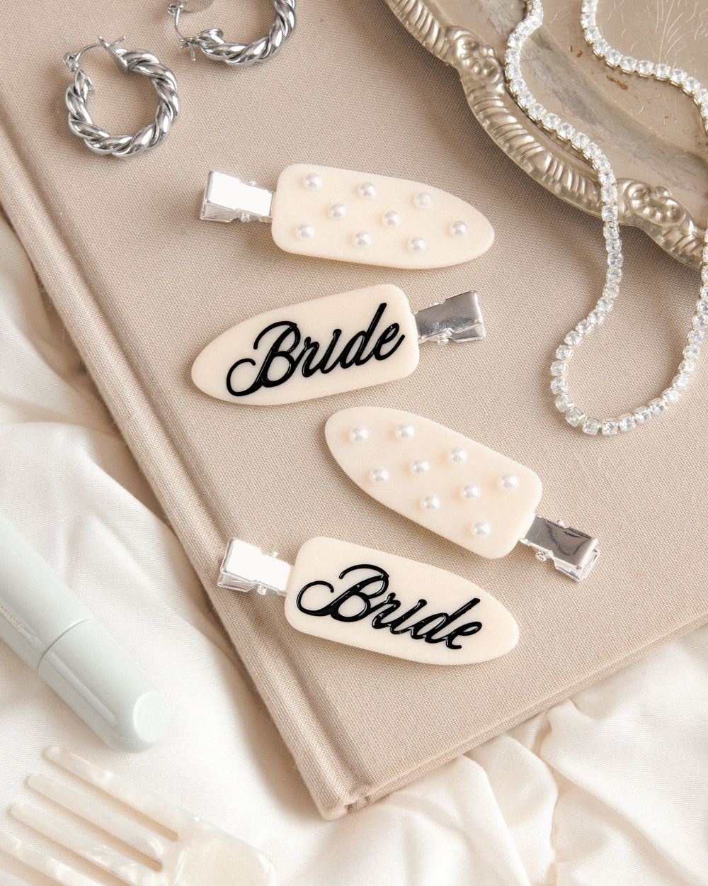 Bride Beauty Clips - 4 pc ivory hair clip set - Bexa Boutique