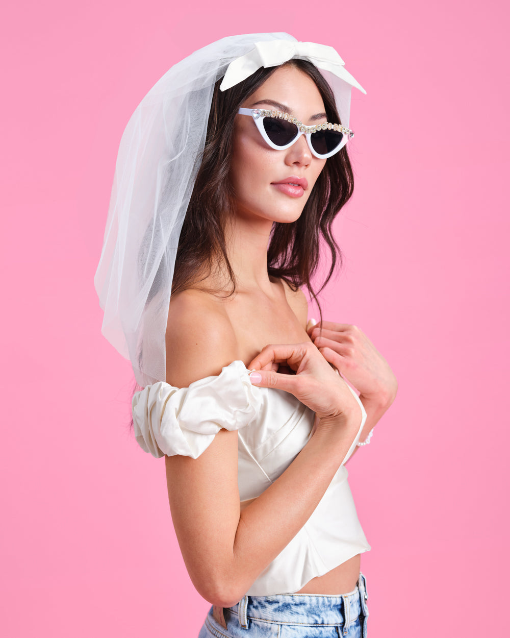 Bridal Bow Veil - satin bow veil - Bexa Boutique