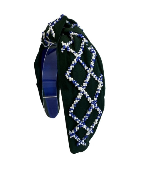 Headband Game Day - Green with White and Blue Beads - Bexa Boutique