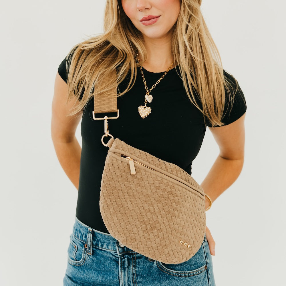 Suede Westlyn Woven Bum Bag - Suede Navy - Bexa Boutique