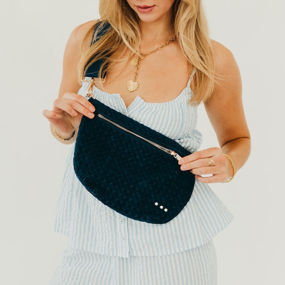 Suede Westlyn Woven Bum Bag - Suede Navy - Bexa Boutique
