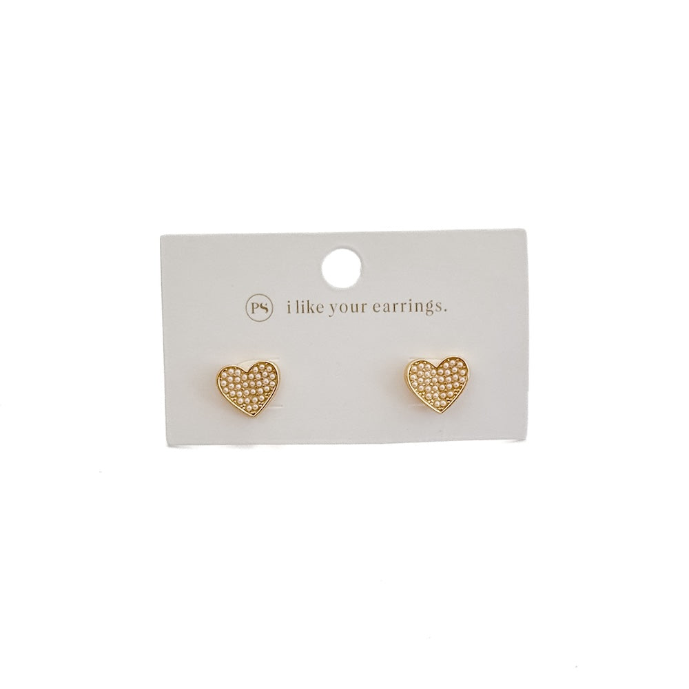 Heart of Pearls Stud Earrings - WATERPROOF - Bexa Boutique