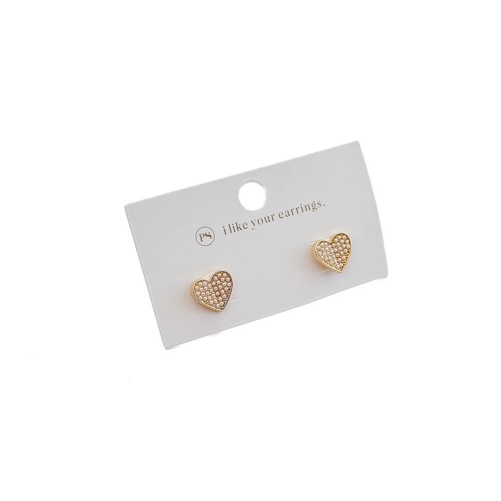 Heart of Pearls Stud Earrings - WATERPROOF - Bexa Boutique