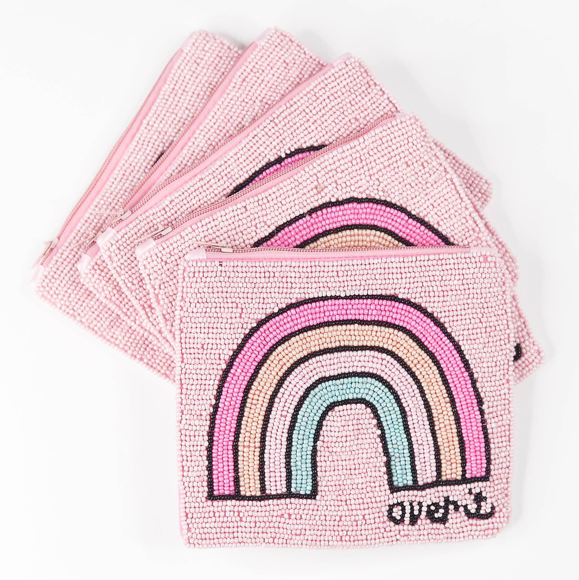 Over It Beaded Coin Purse, Seed Bead Bag, Makeup Bag - Bexa Boutique