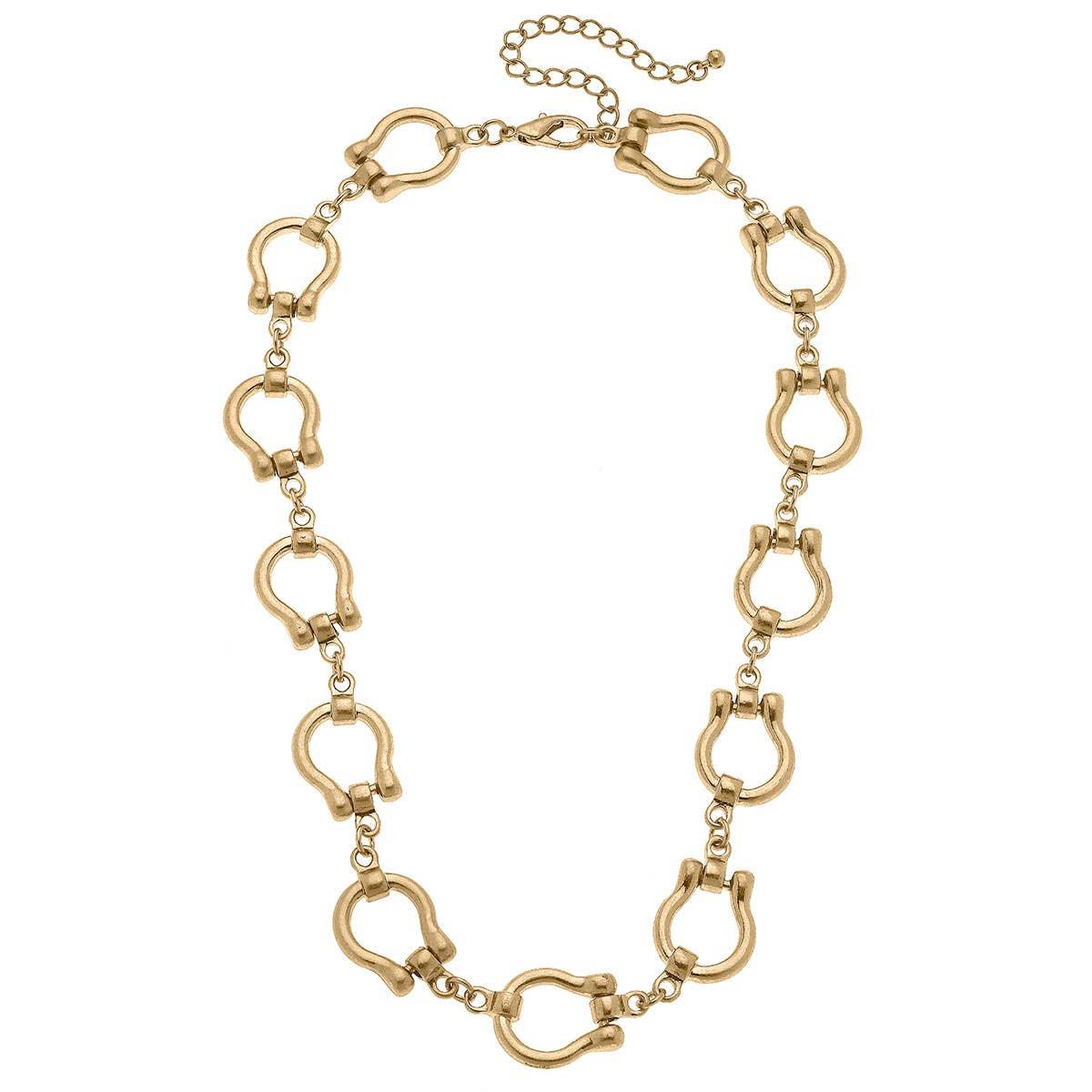 Canvas Style - Trigger Horsebit Linked Necklace in Worn Gold - Bexa Boutique
