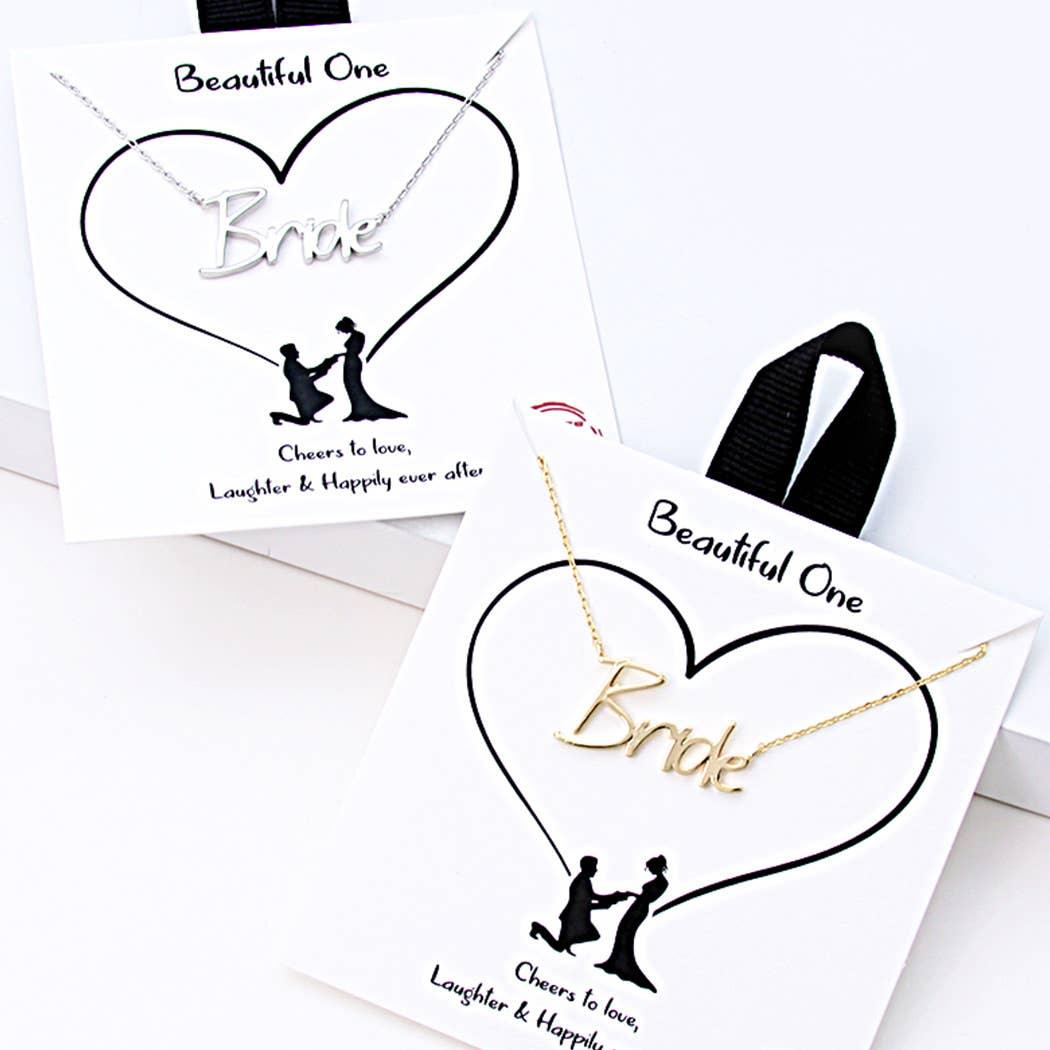 BRIDE Handwritten Gold Dipped Necklace - GOLD - Bexa Boutique