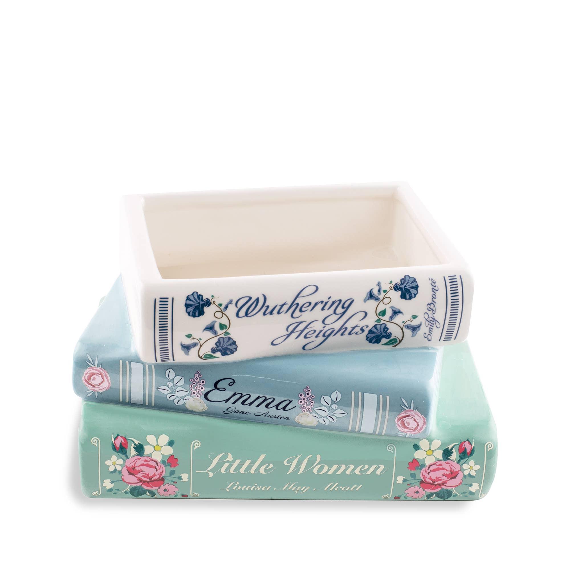 Stacked Books Ceramic Planter