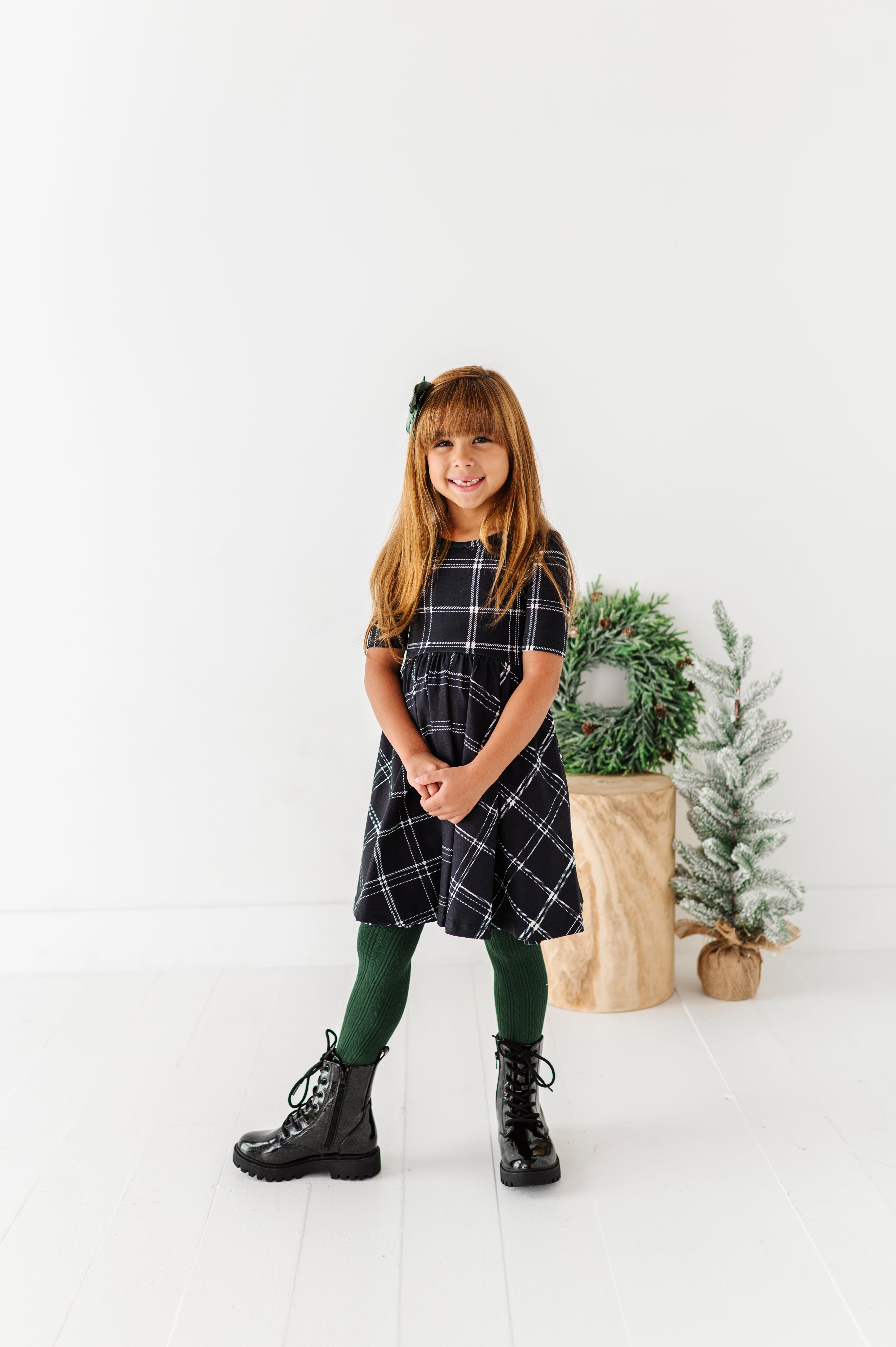 Black Plaid Dress | Scoop Back Dress