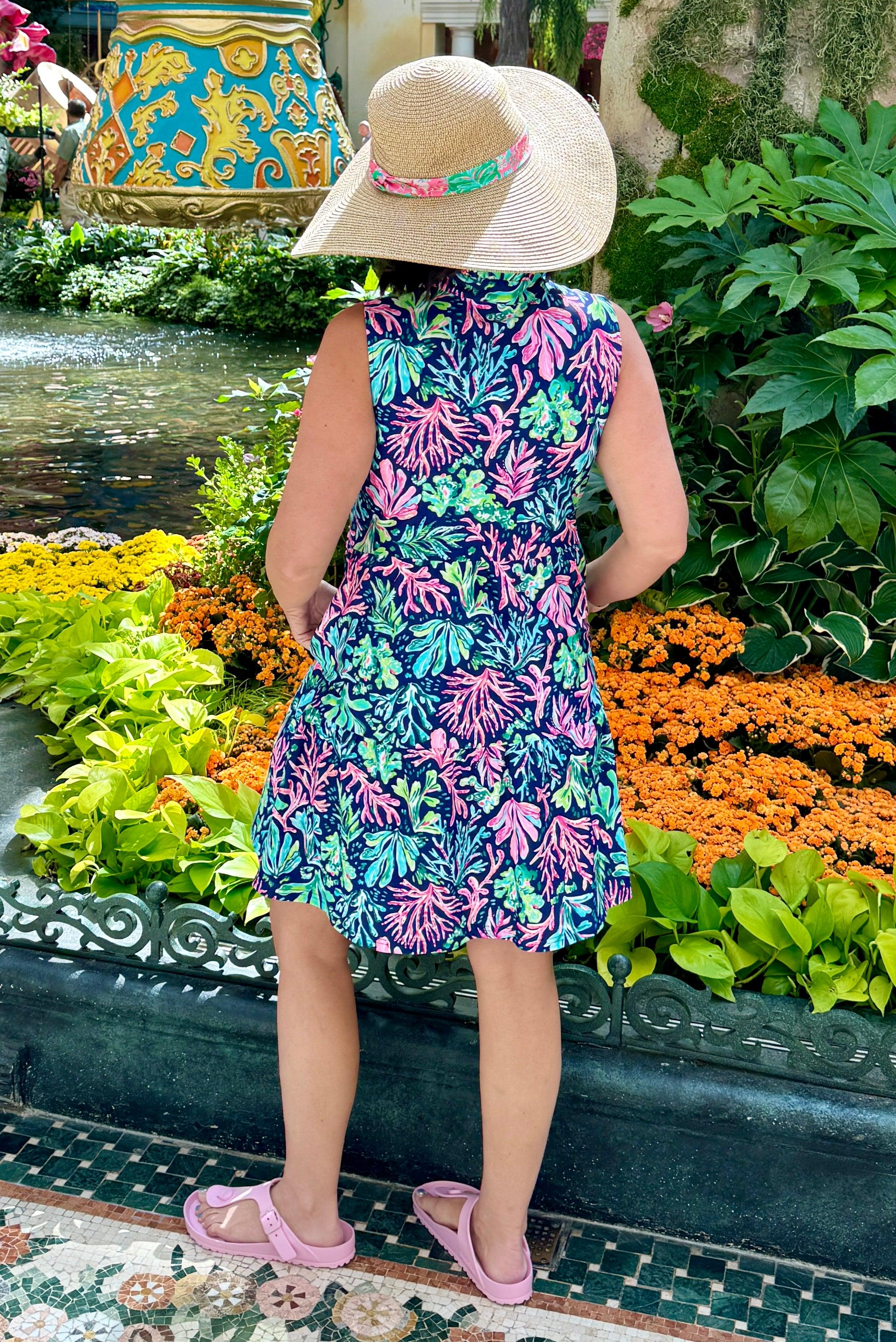 Laison Tiered Dress with Pockets in Navy Coral