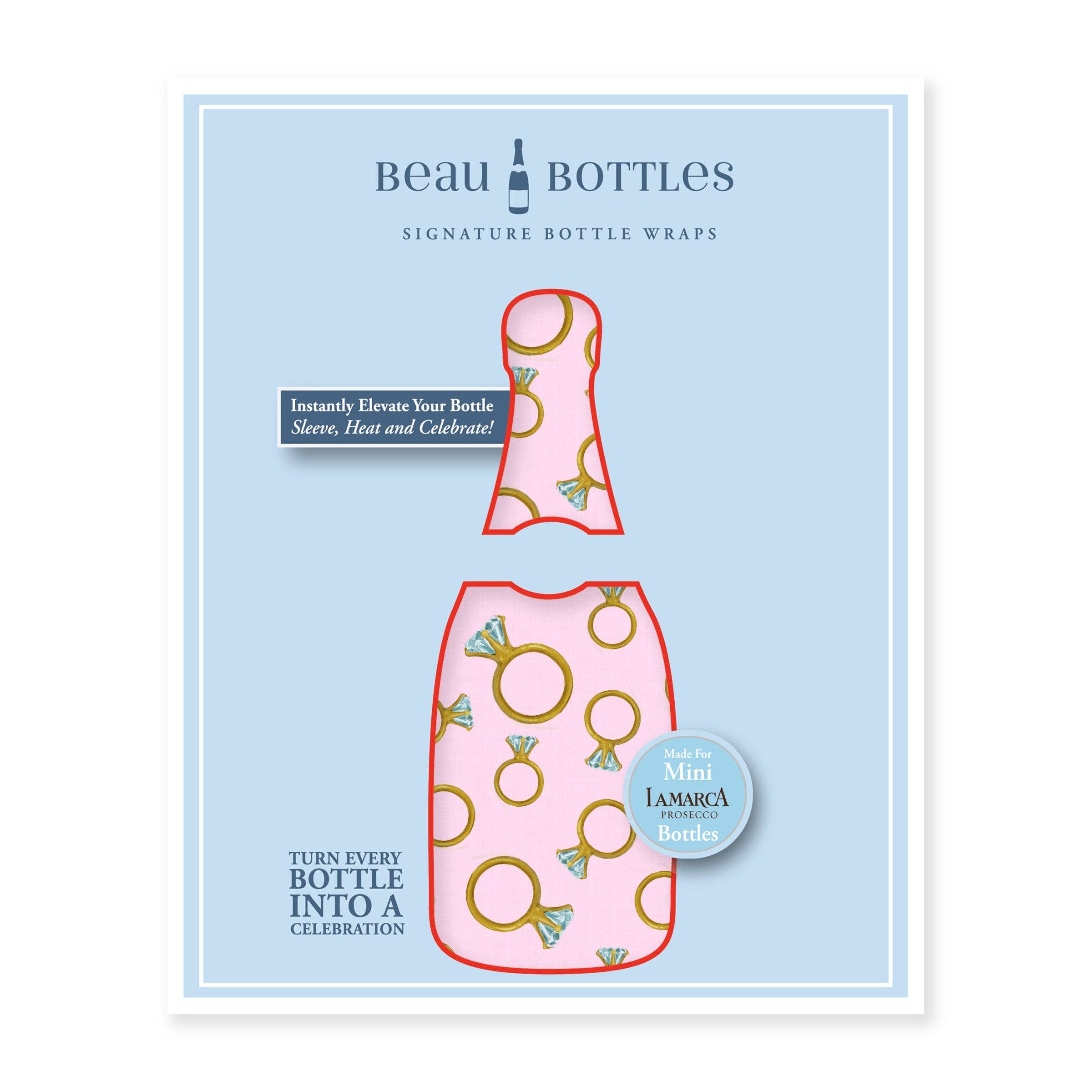 Beau Bottles Pink Engagement Ring - MINI Prosecco Collection - Six Pack