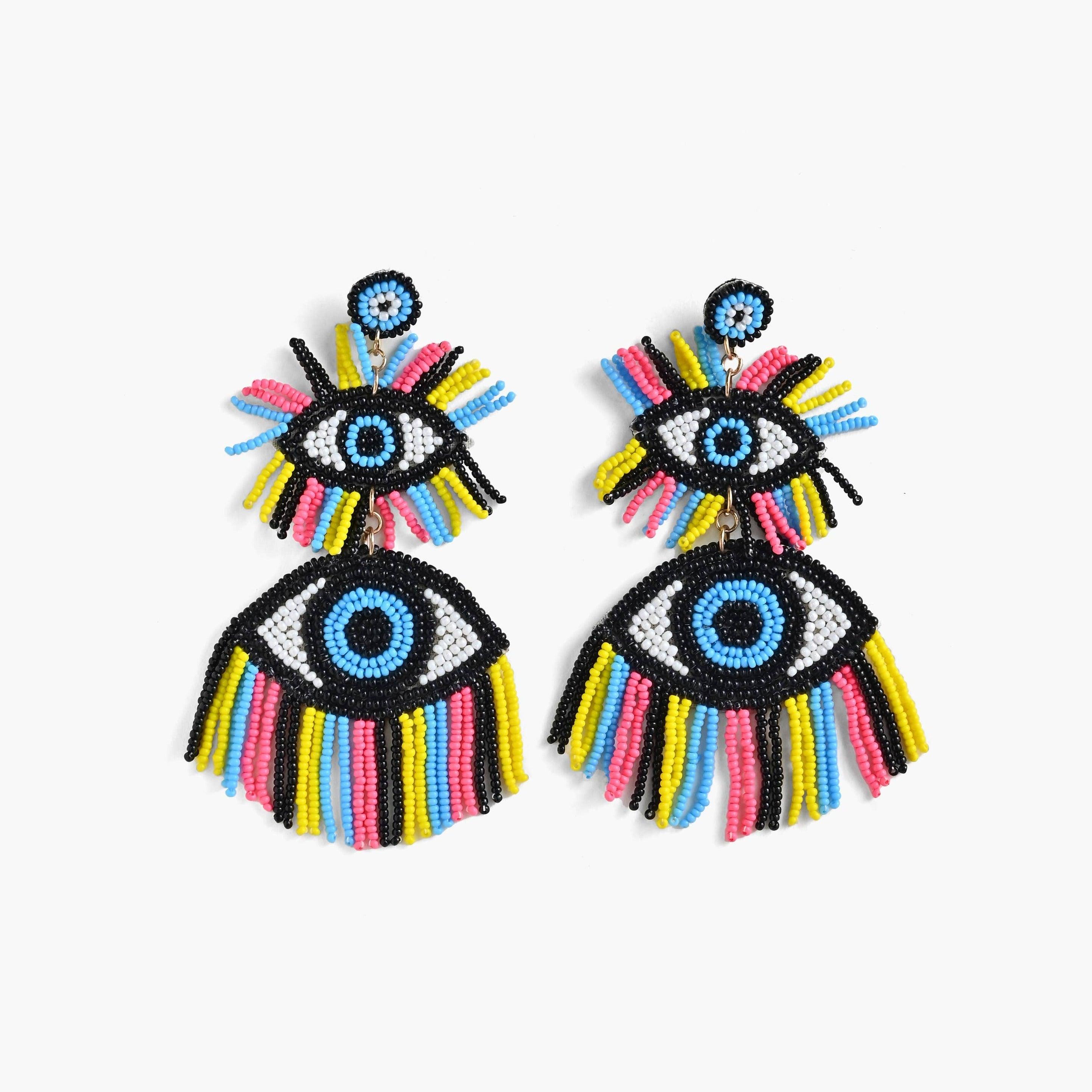 America & Beyond - 80's Evil Eye Beaded Earrings