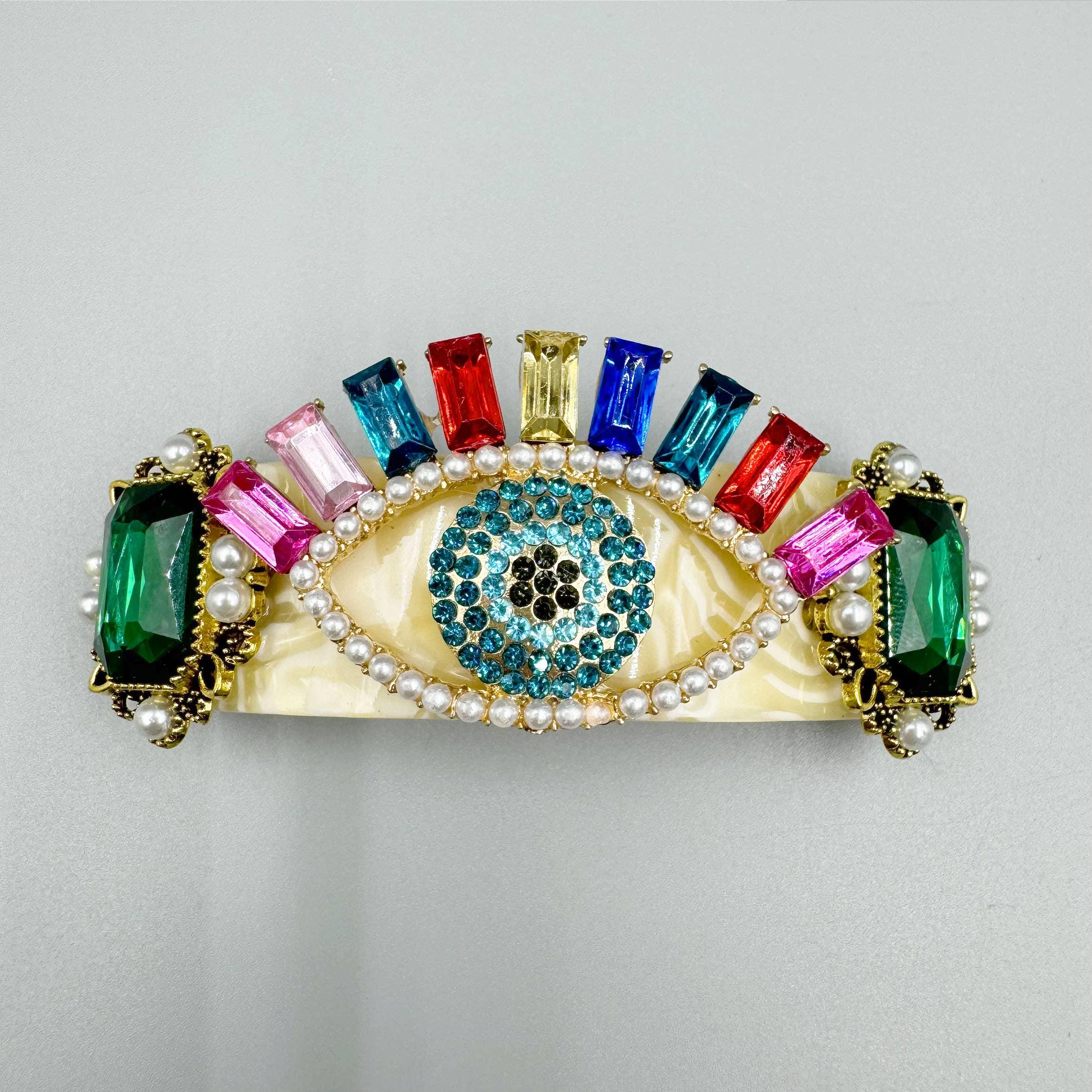 Evil Eye Rhinestone Hair French barrette